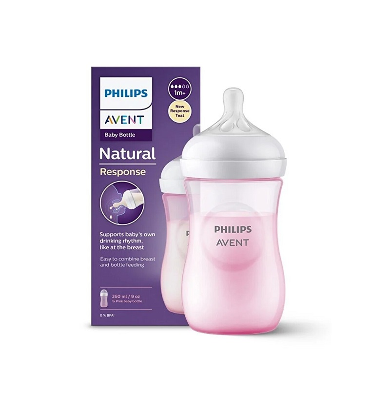 شیشه شیر نچرال ۲۶۰ میلی لیتر فیلیپس اونت PHILIPS AVENT سری Response - صورتی 1